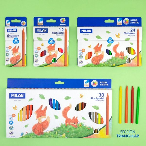 Milan PlastiPastel Triangluar Color Pencil Crayons Set Of 30 - Image 4