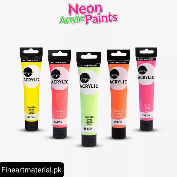 Daler Rowney Simply Neon Acrylic Paint in 75ml - Image 2