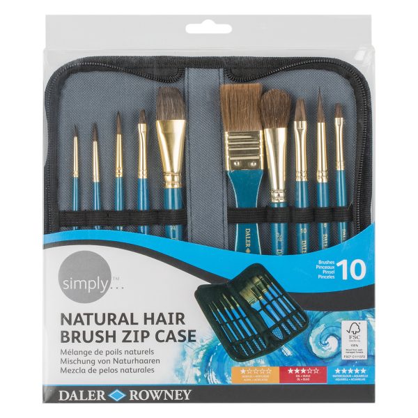 Daler Rowney Simply Natural Hairs Brush Set of 10 Pcs With Zip Case - Image 2