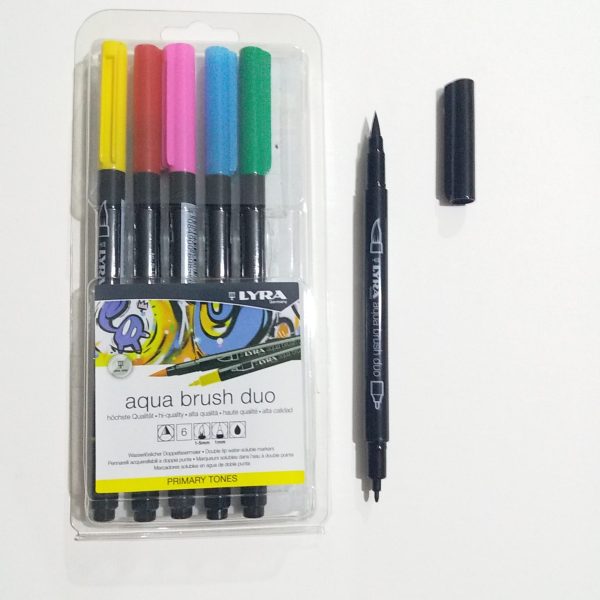 Lyra Aqua Brush Duo Markers Set Of 6 Primary Colors - Image 2