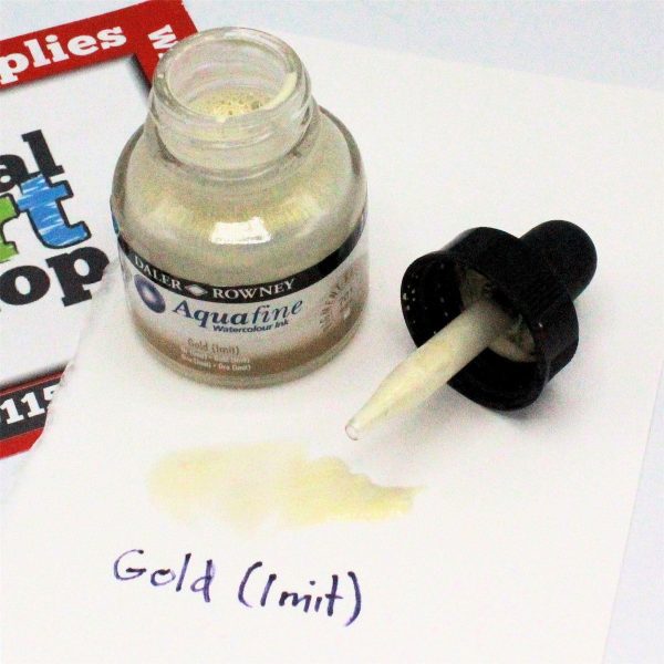 Daler Rowney Aquafine Watercolor Ink - Gold 30ML - Image 2