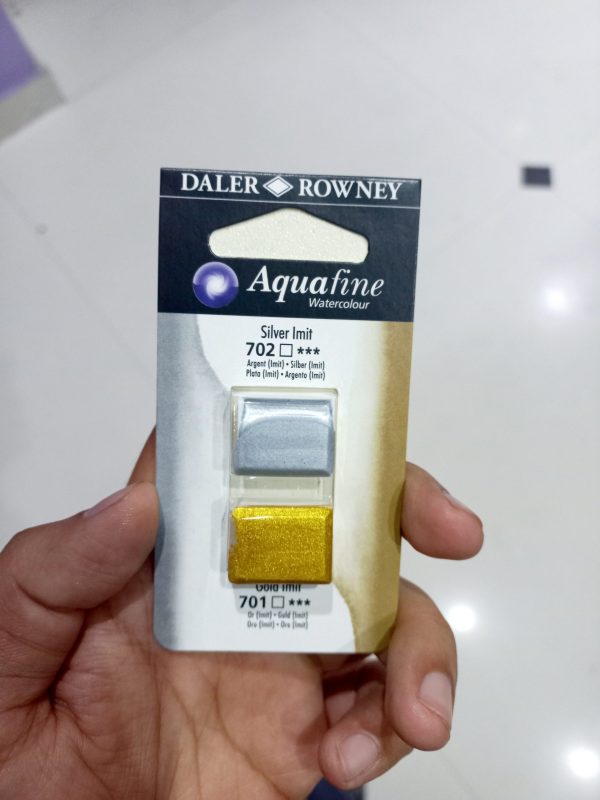 Daler Rowney Aquafine Watercolour Half Pan Pack Of 2 - Gold/Silver