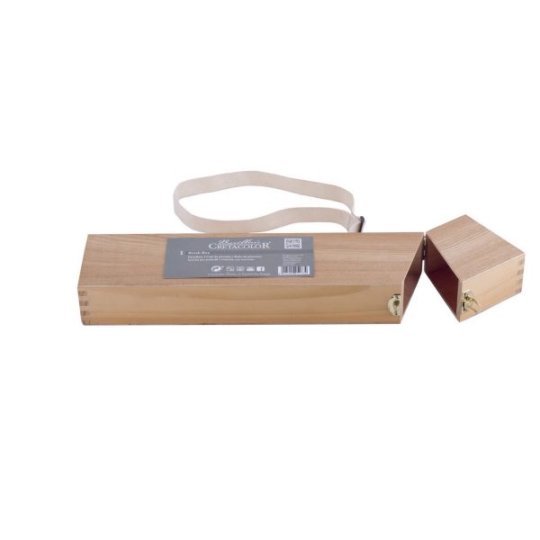 Cretacolor Wooden Brush Box 18 Inches - With Side Strap For Hanging