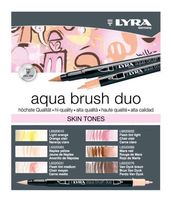 Lyra Aqua Brush Duo Markers Set Of 6 Skin Tones - Image 3