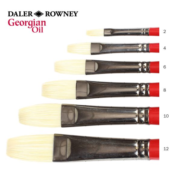 Daler Rowney Georgian Flat Oil Paint Brushes In Bristle Hairs - Long Handle