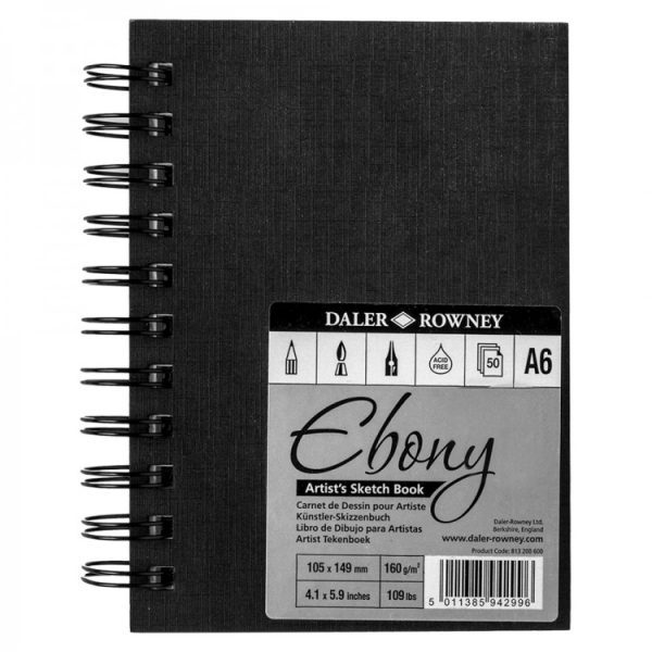 Daler Rowney Ebony Hard Back Spiral Sketchbook In Artist Quality - Image 2