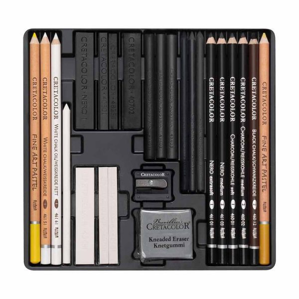 Cretacolor Wolf Box Black & White Charcoal Drawing Set of 25 Pcs - Image 4