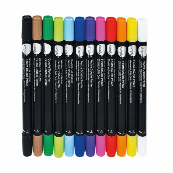 Daler Rowney Simply Double Tip Brush Markers - Set Of 12 - Image 2