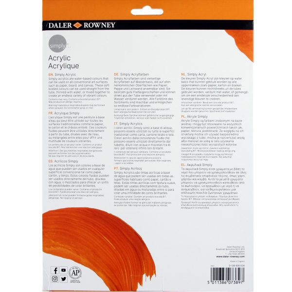 Daler Rowney Simply Acrylic Paint Set - 12ml Tubes - Image 6