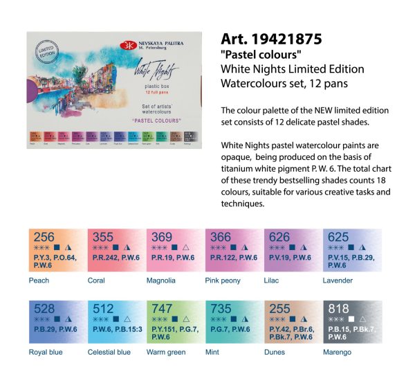 White Nights Pastel Watercolor Set Of 12 Full Pans - Image 4