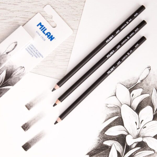 Milan Charcoal Pencils Set Of 3 Pcs Soft/Medium/Hard