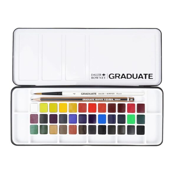 Daler Rowney Graduate Watercolors Half Pan Set Of 36 Tin Box - Image 3