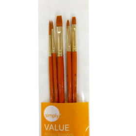 Daler Rowney Simply Gold Taklon Acrylic Brush Set Of 5 Pcs