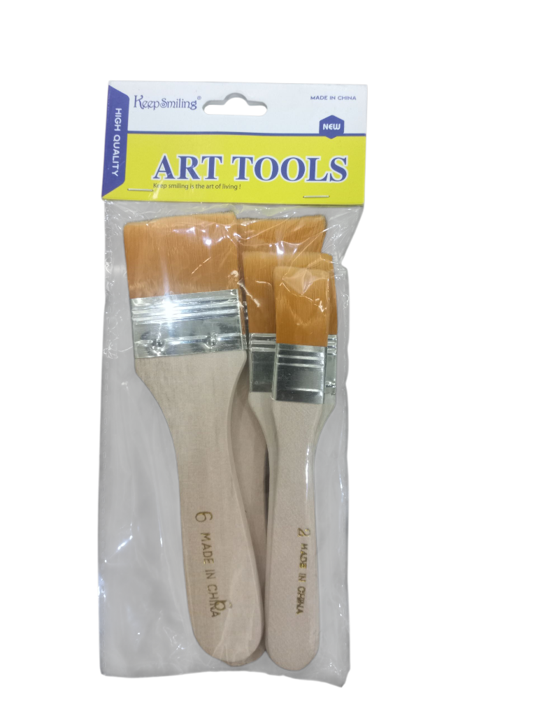 Keep Smiling Flat Base Brushes For Gesso Pack Of 4 Pcs - Image 2