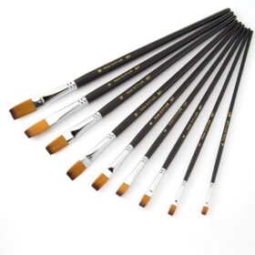 Keep Smiling Artist Flat Brushes Pack Of 9 Pcs - Long Handle
