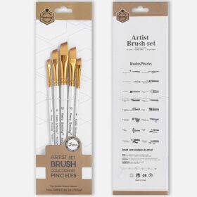 Keep Smiling Angular Paint Brush Set Of 5 Pcs Synthetic Hairs