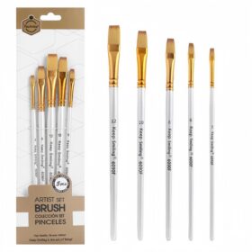 Keep Smiling Flat Paint Brush Set Of 5 Pcs Synthetic Hairs