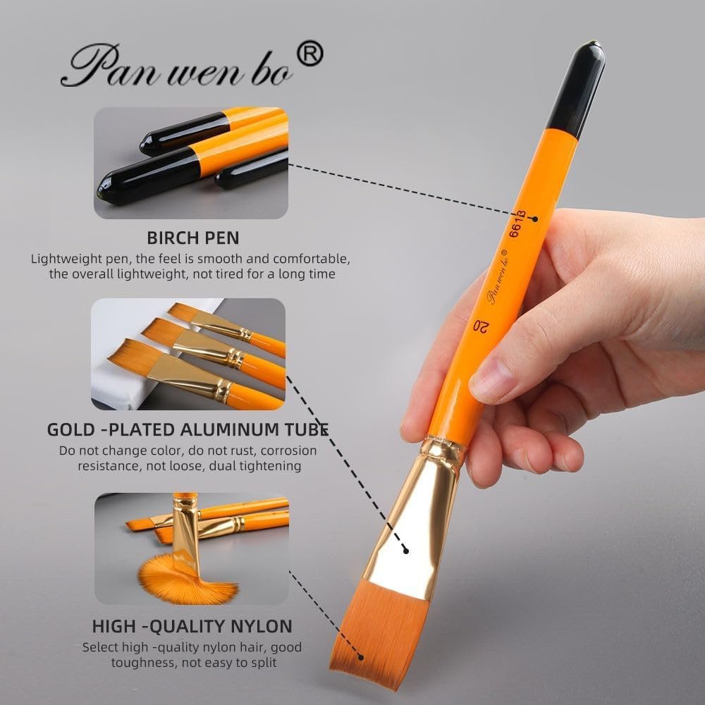 Xinbowen Short Handle Flat Brush Set Of 3 Pcs - Synthetic Hairs - Image 3