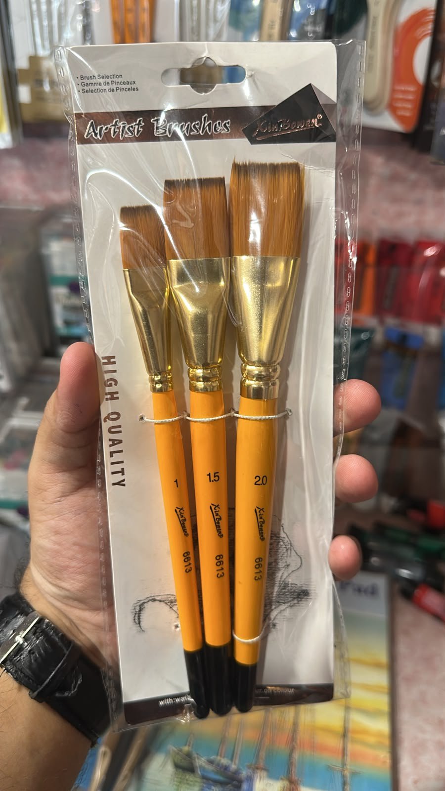Xinbowen Short Handle Flat Brush Set Of 3 Pcs - Synthetic Hairs - Image 2