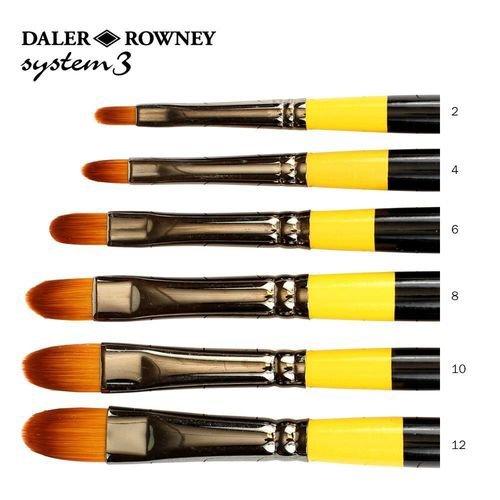 Daler Rowney System 3 Sy-67 Filbert Brushes Synthetic Hairs - Short Handle